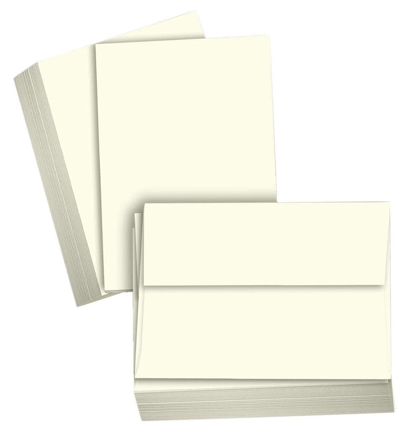 Hamilco Card Stock Blank Note Cards with Envelopes Flat 5" x 7" Cream Cardstock Paper 80lb Cover - 100 Pack - Image 1